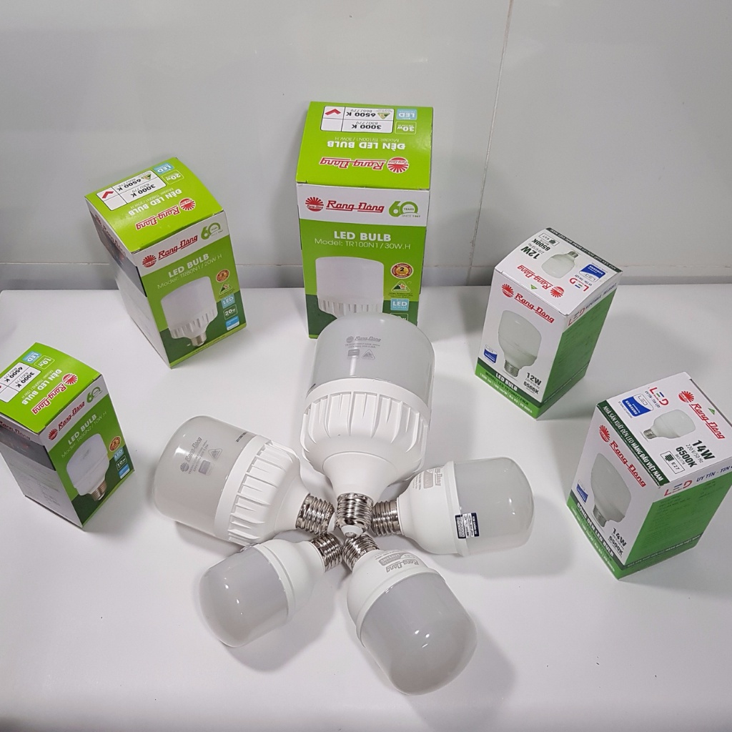 Bóng Đèn LED, Bóng Đèn Led Trụ Đui Xoáy E27 Ánh Sáng Trắng, Công Suất 10W, 12W, 14W, 20W, 30W Cao Cấp Rạng Đông