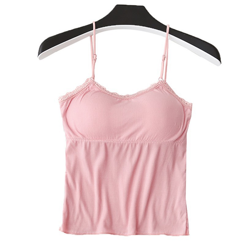 Áo tank top có mút đệm ngực phối ren quyến rũ cho nữ