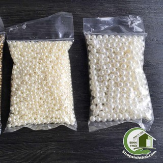 Bịch hạt ngọc trai nhựa màu trắng - bịch 100gr - chọn kích thước hạt