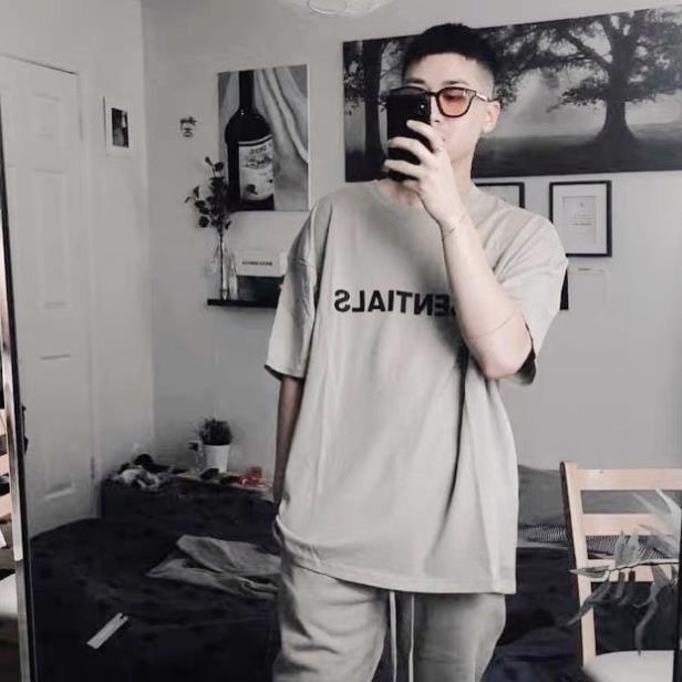 Áo thun tay lỡ Essentials xám ghi , áo thun nam nữ unisex,Cocmer_vn *