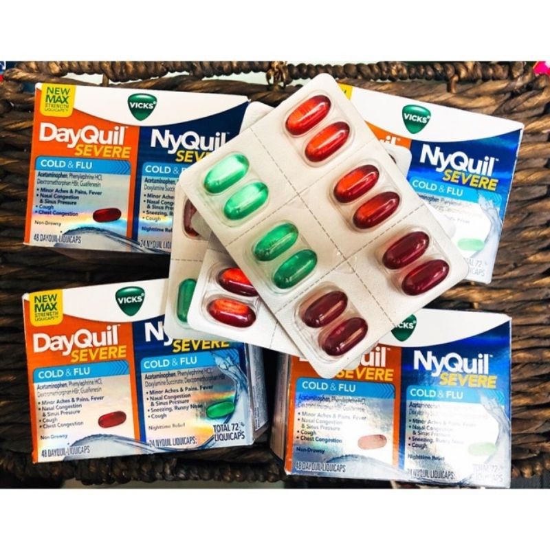Viên Uống DayQuil và NyQuil severe Cold & Flu - Hàng Mỹ