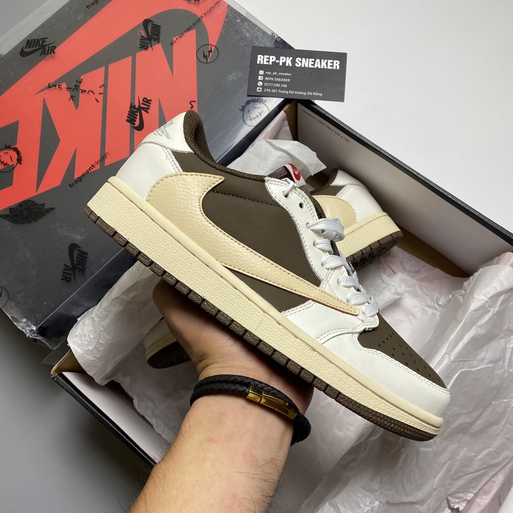 Giày thể thao Jordan Low x Travis Scott Reverse Mocha (Nâu/Trắng) REPK  Sneaker Phiên bản high Quality