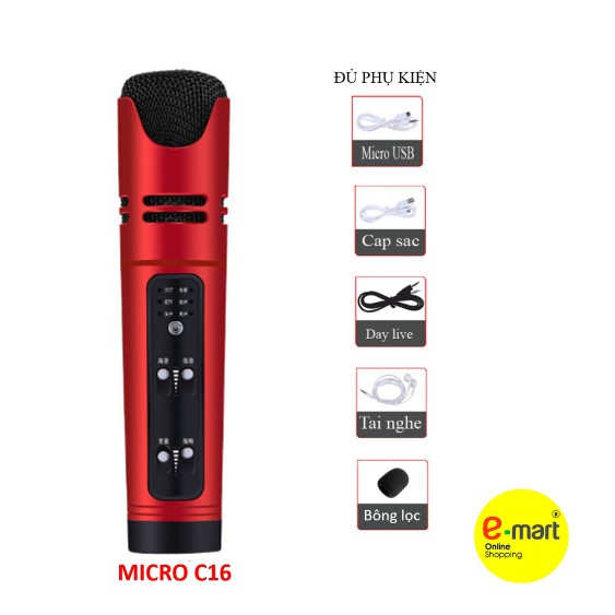 Micro kiêm sound card live stream C16 chất lượng cao