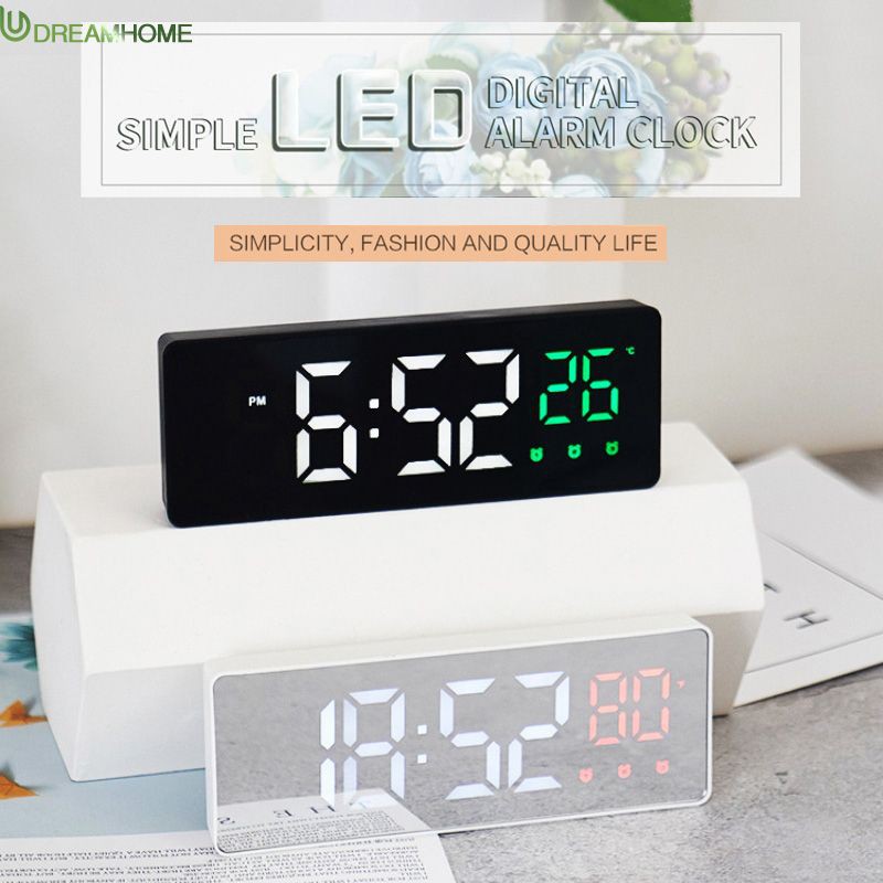 ✨Siêu lửa Tik Tok cùng phong cách✨LED Đồng hồ báo thức điện tử có màn hình đèn led đa chức năng Đồng Hồ Báo Thức Điện Tử Tráng Gương Có Đèn Led Cho Bé