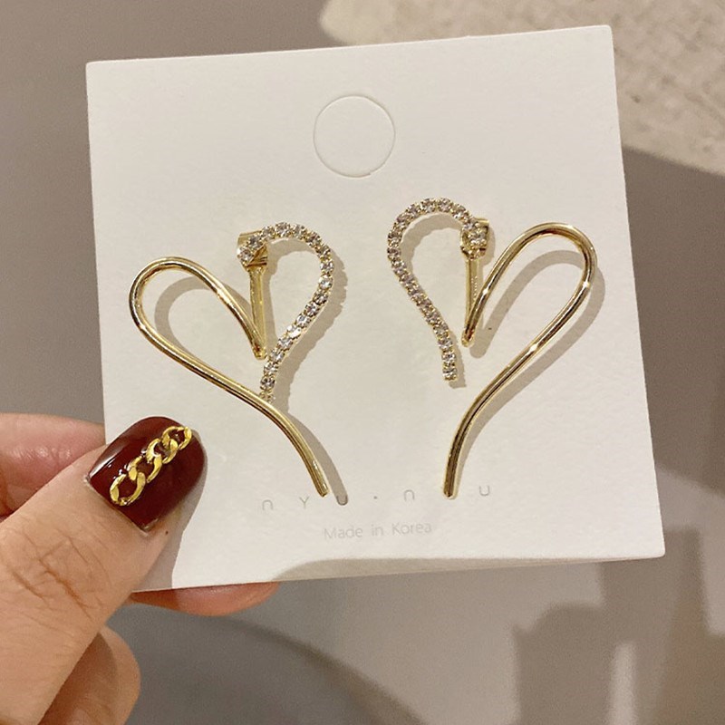 (MỚI) Bông tai hình trái tim đính đá phong cách Hàn Quốc