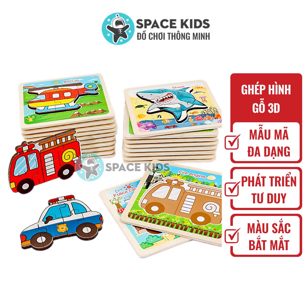 [Mã LIFETOYS1 giảm 30K đơn 99K] Đồ chơi Tranh ghép hình cho bé dạng 3D bằng gỗ Space Kids - Mã SK02