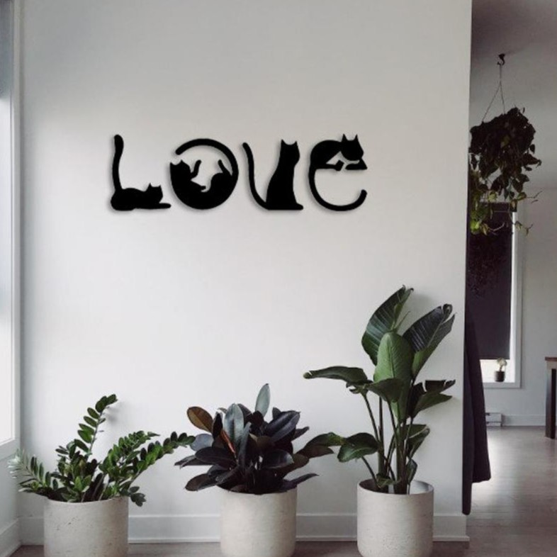 [ Mẫu Mới ]  Set Tranh gỗ treo tường " Love- Cat " dùng để  trang trí phòng khách, phòng ngủ, decor cửa hàng, cửa hiệu