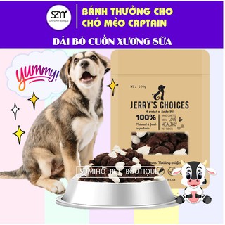 Bánh thưởng cho chó Captain (Bò cuốn xương sữa) (100gr/6-8 cây nhỏ)