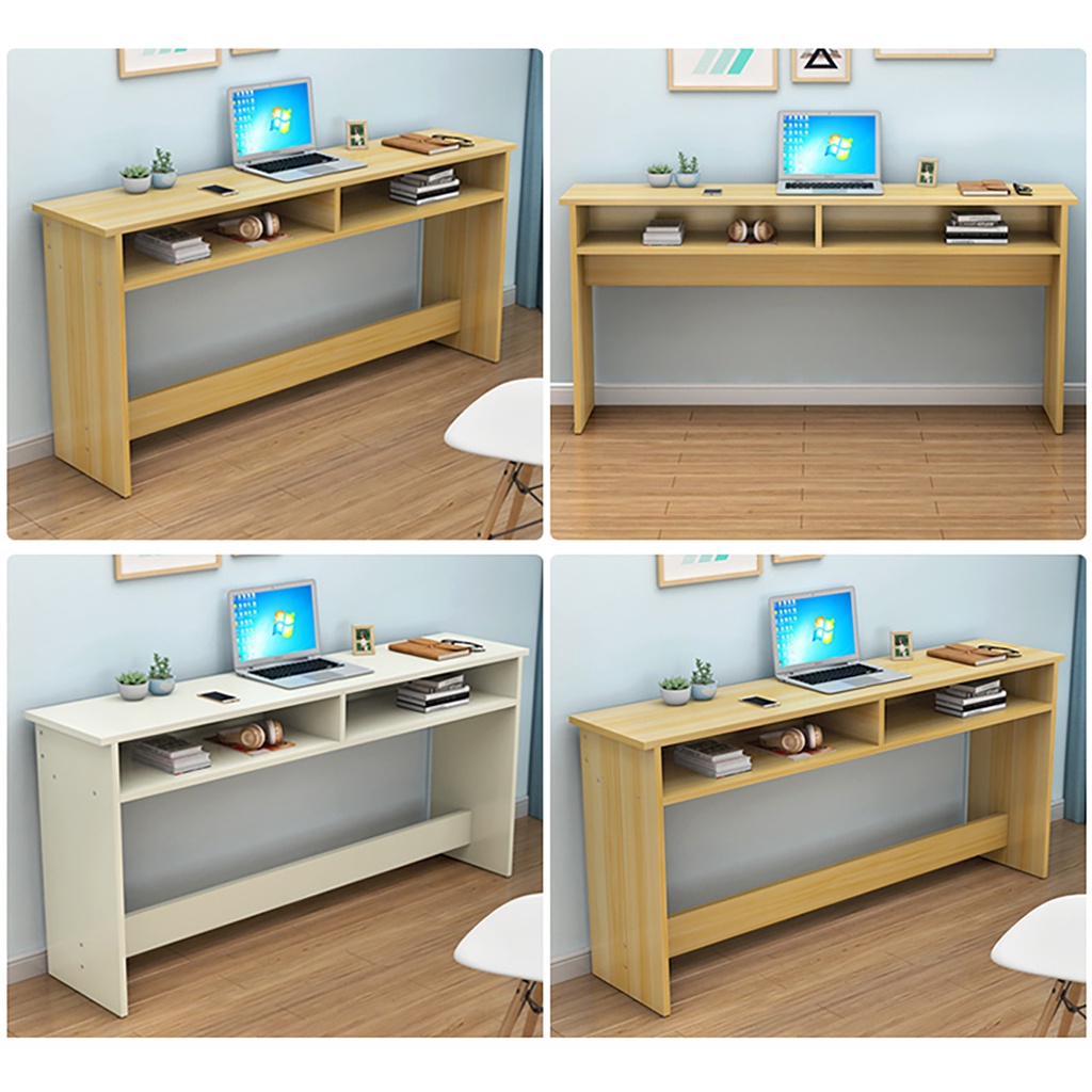 Bàn làm việc tiết kiệm không gian 2 ngăn, bàn gỗ nhỏ decor cho phòng nhỏ hẹp 100x30x72cm