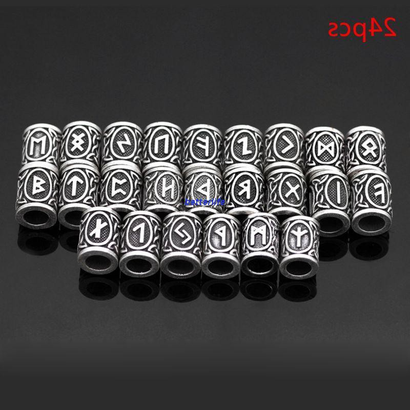 Bộ 24 Hạt Kim Loại Dùng Làm Trang Sức Diy Phong Cách Viking Rune