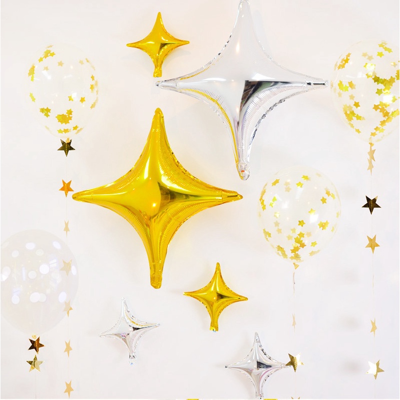 Bóng Ngôi Sao 4 Cánh Trang Trí Tiệc Sinh Nhật, Đám Cưới - Kemshop K64