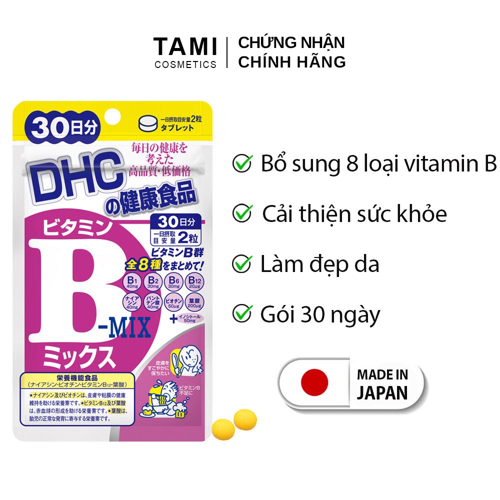 Viên uống Vitamin B tổng hợp DHC Nhật Bản bổ sung 8 loại vitamin B thực phẩm chức năng gói 30 ngày TM-DHC-MIX30