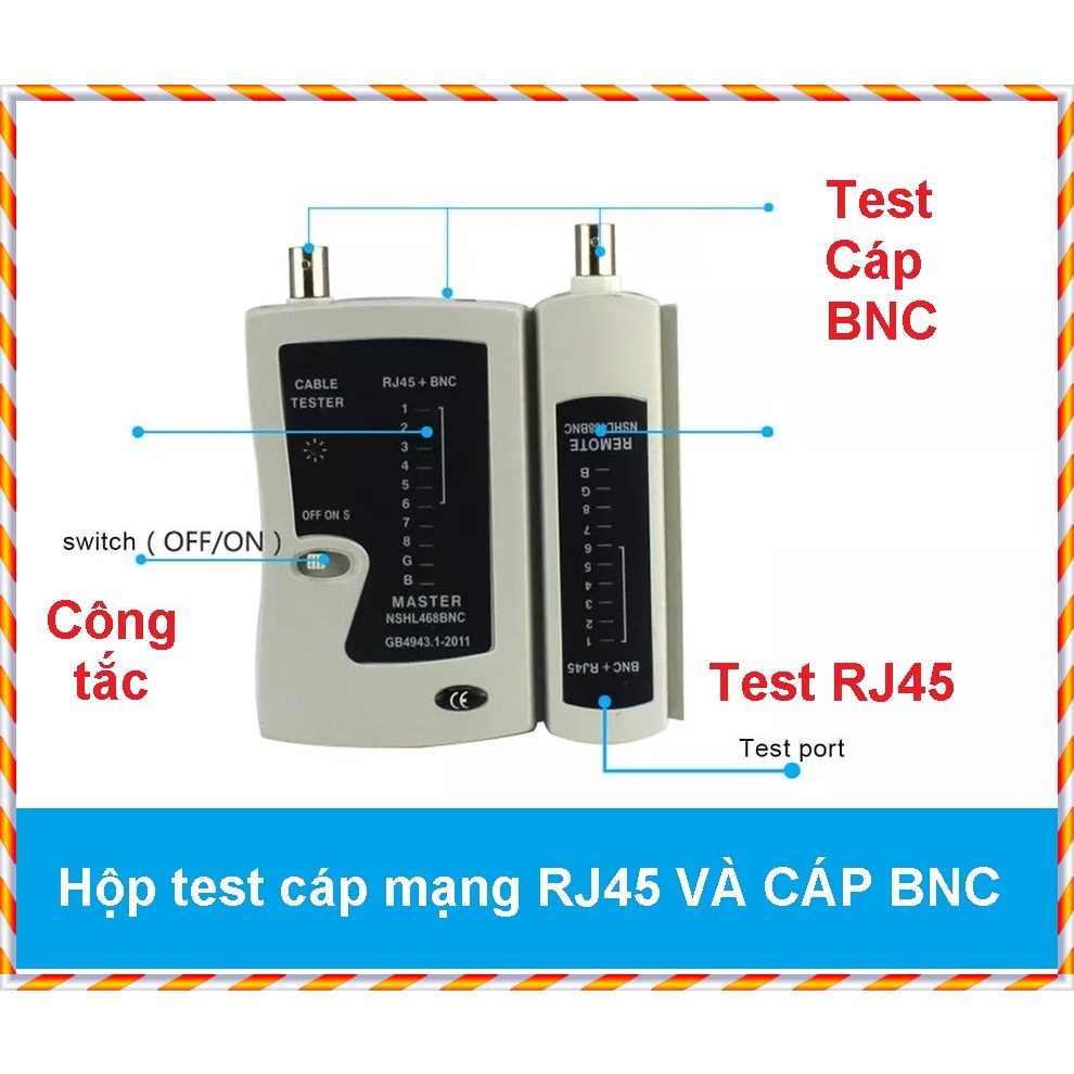 Hộp test dây mạng RJ45 Cáp BNC đồng trục cho kỹ thuật IT