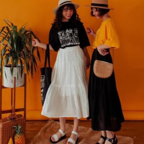 Chân váy midi xếp ly 💖FREESHIP💖chân váy dáng dài 3 tầng ullzang AD15 | BigBuy360 - bigbuy360.vn