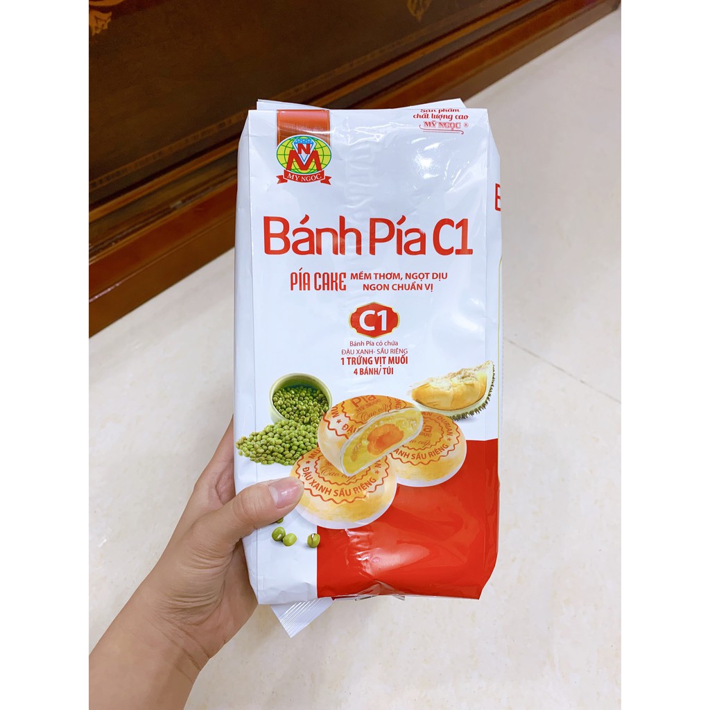 MỸ NGỌC _ 400g Bánh pía C1 ĐẬU XANH, SẦU RIÊNG, TRỨNG MUỐI - Pia Cake C1 with Mung beans, Durian 400g