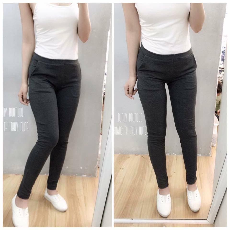 MS162 - quần legging 2 túi xéo 2 bên loại thun cotton mềm mại co dãn tốt (chọn màu xem ảnh thật chụp sàn ạ)