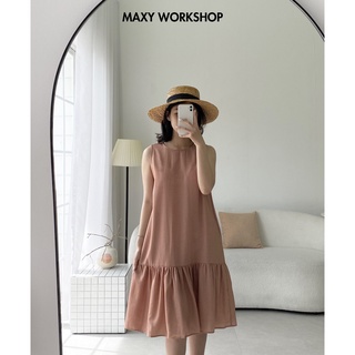 Đầm đuôi cá mùa hè caro dáng xòe Cloudy Dress Orange Caro Maxy Workshop