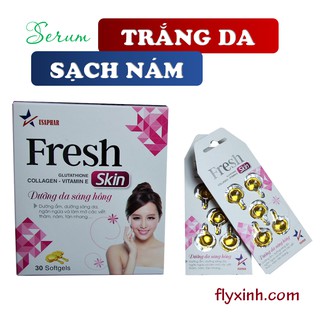 Serum trắng da mờ nám Fresh skin -Tinh chất Vitamin E & Collagen da cá hồi (hộp 30 viên)