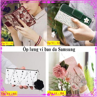 Ốp lưng ví bao da samsung - tặng kèm dây hoa