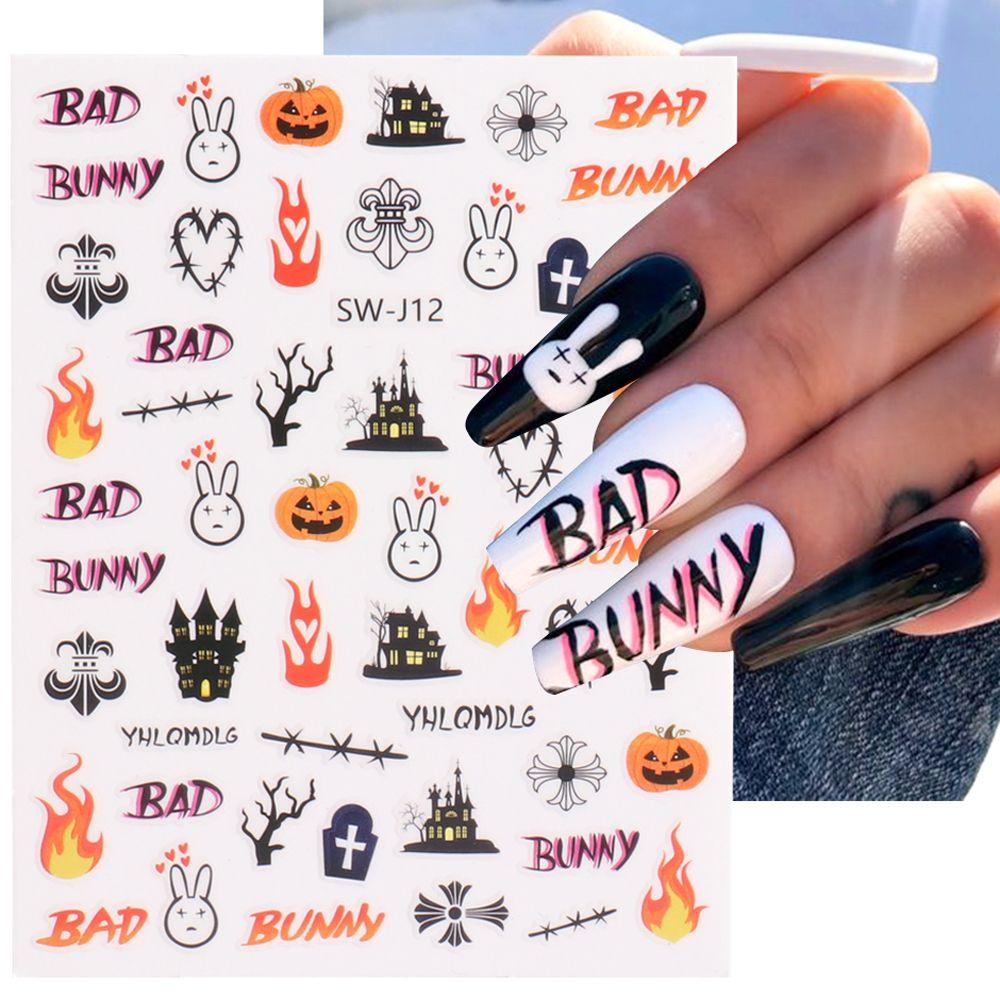 1 Tờ Miếng Dán Trang Trí Móng Tay Họa Tiết Halloween Dễ Thương