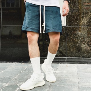 Quần short nam baseball streetwear cao cấp FNOS SN3 màu xanh form rộng chất nhung dày mịn