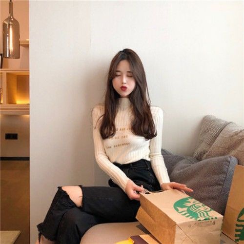 Áo Sweater cổ lọ dáng ôm thời trang xinh xắn cho nữ