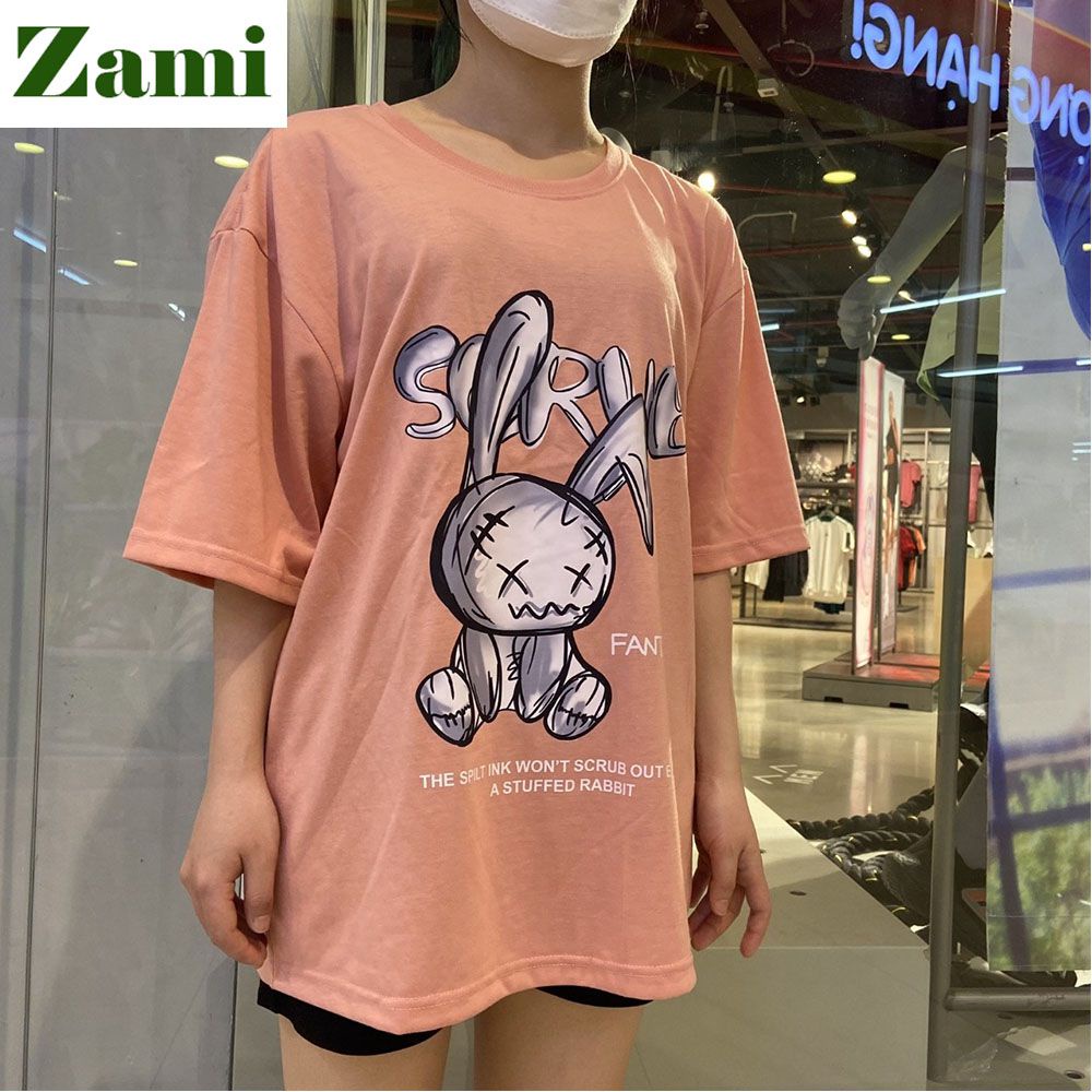 Áo Thun Nam Nữ Unisex Phom Rộng Chất Cotton Mát Thời Trang Style Ulzzang Giá Rẻ In Hình Thỏ Rabbit ZT23 Zami | BigBuy360 - bigbuy360.vn