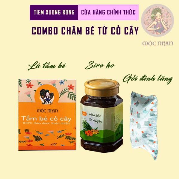 Lá tắm cho bé ngừa rôm sảy, sạch thoáng, mát da, hết ngứa từ cỏ cây, thảo dược MỘC NHAN hộp 10 túi lọc - handmade