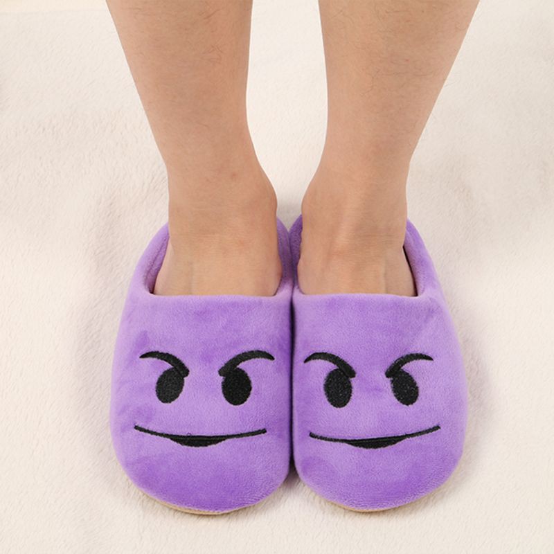 Đôi dép cotton giữ ấm mang trong nhà kiểu dáng emoji đáng yêu