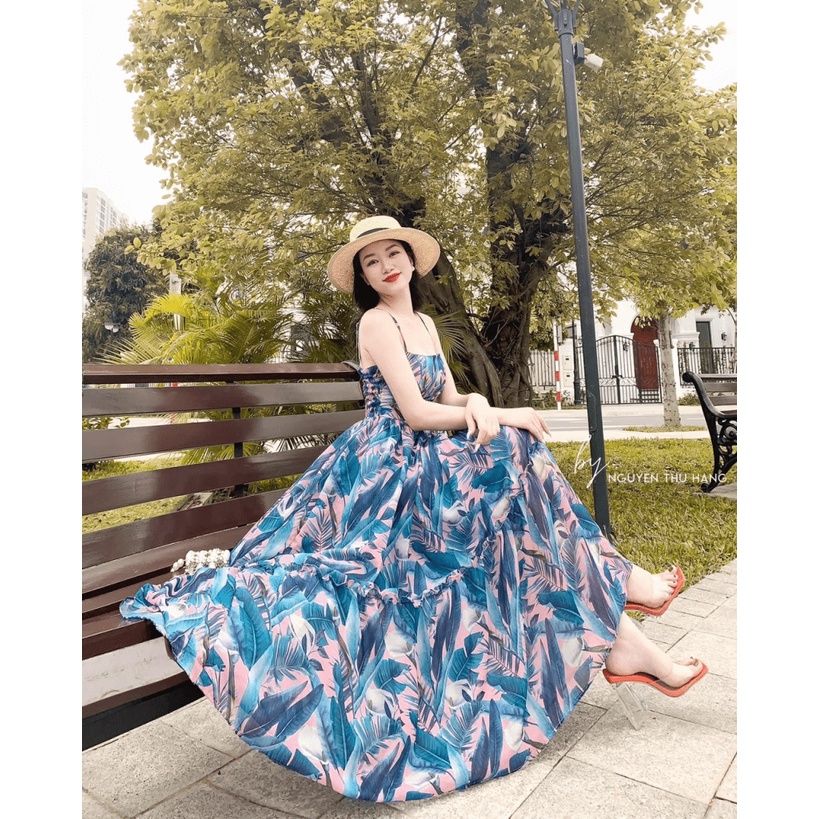 FREE SHIP ĐẦM MAXI HAI DÂY SANG CHẢNH SIÊU HOT PU