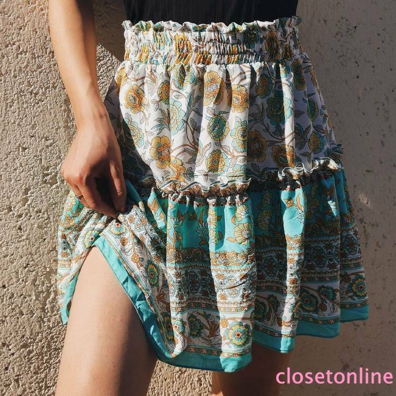 Chân Váy Xếp Ly Họa Tiết Hoa Lưng Cao Co Giãn Thời Trang Mùa Hè Cho Nữ | BigBuy360 - bigbuy360.vn