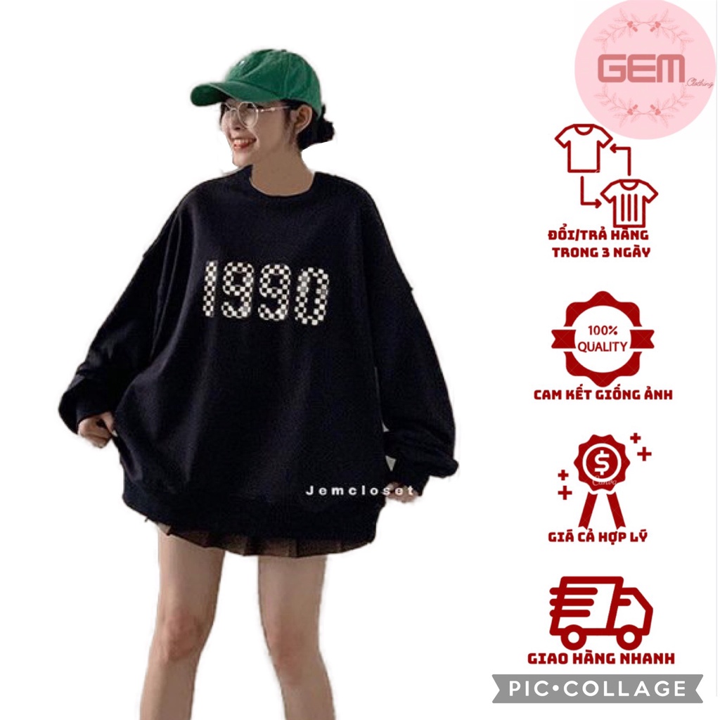 Áo hoodie nỉ dài tay nam nữ form rộng trơn basic 1990 Áo sweater nữ ulzzang  Freeship  Sale