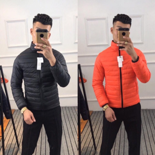 Áo phao nam mặc được 2 mặt Lông Vũ pha Trần Bông có túi siêu nhẹ siêu ấm