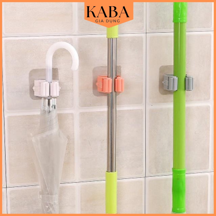 Móc dán tường kẹp giữ cây lau nhà, móc treo chổi chịu lực KABA