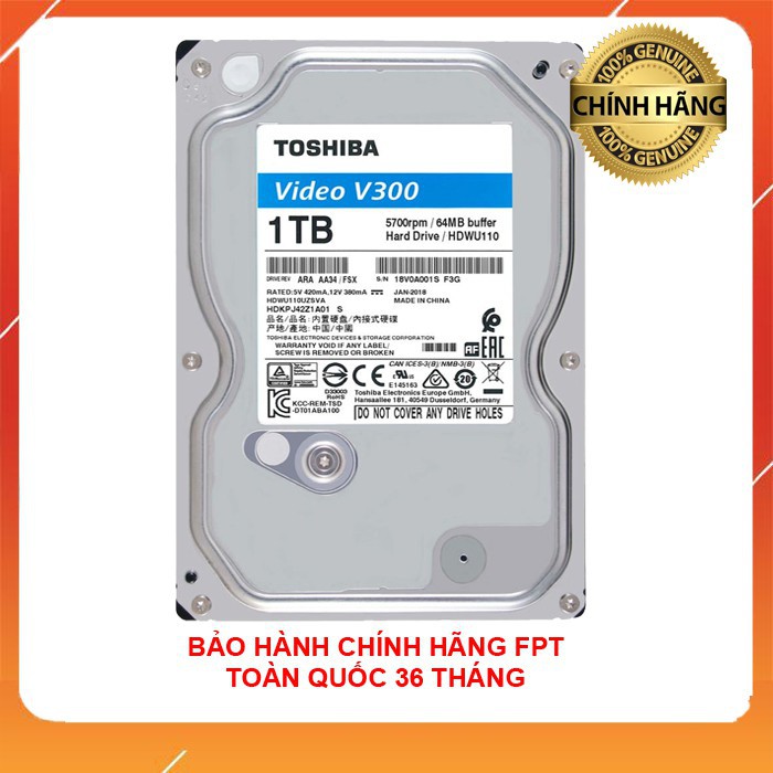 Ổ cứng 1TB TOSHIBA chuyên Camera và lưu trữ bảo hành FPT 36 tháng