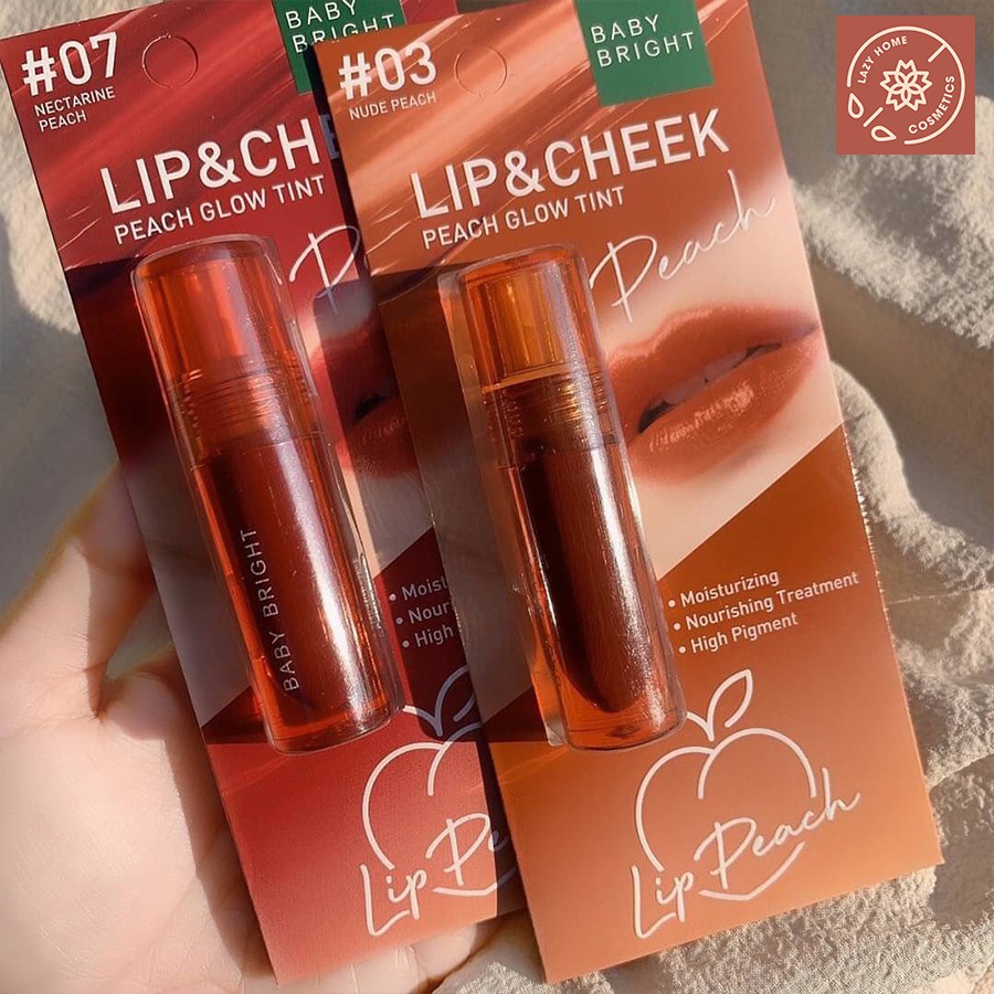 Son Tint Bóng Baby Bright Peach Glow Tint 2in1 Má - Môi Thái Lan | BigBuy360 - bigbuy360.vn
