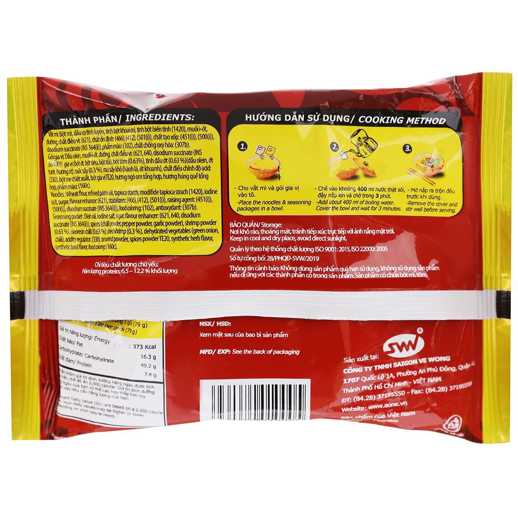 Thùng 30 gói mì A-One lẩu tôm ớt xanh