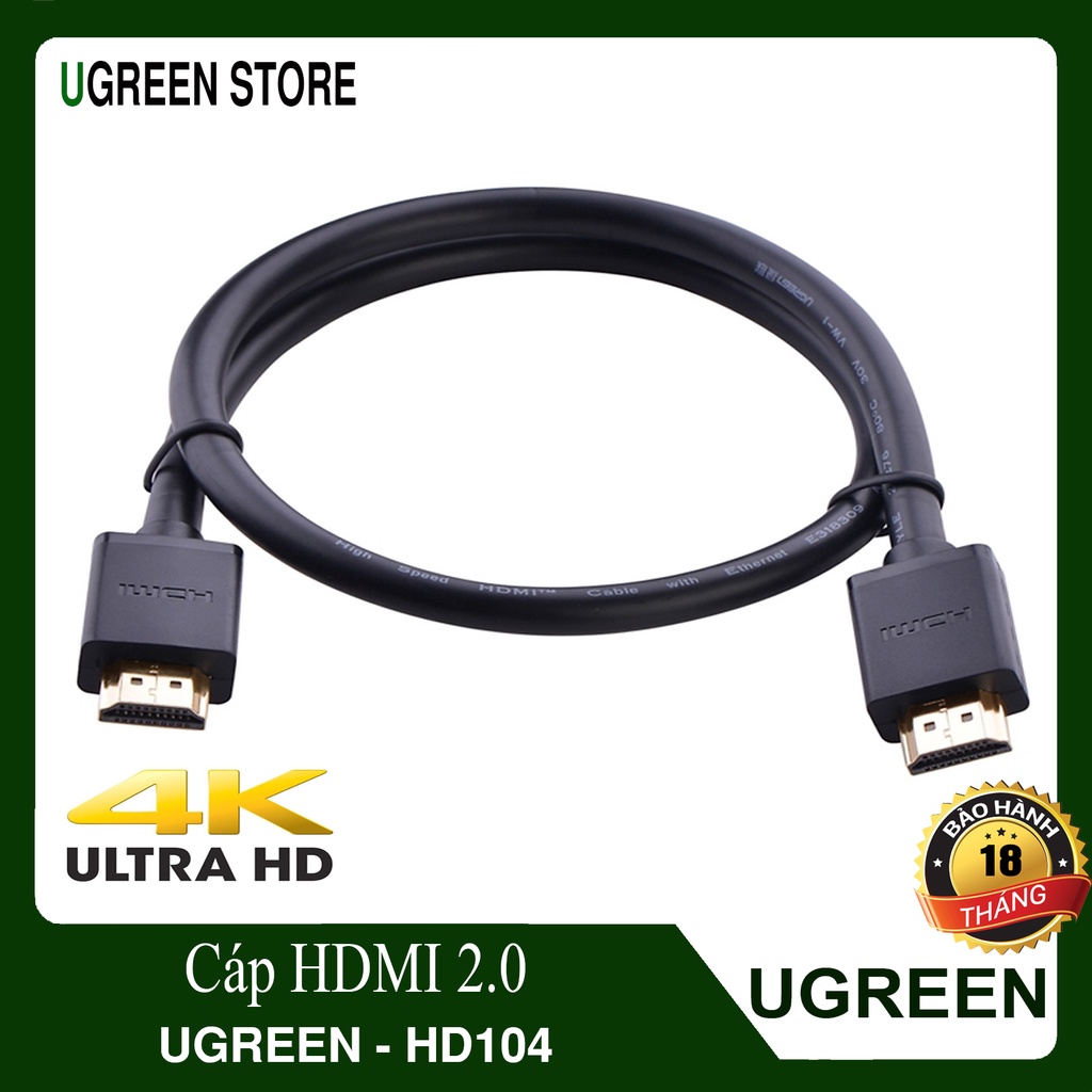 Dây cáp HDMI tròn dẻo cao cấp - Hỗ trợ trình chiếu 3D , độ phân giải lên đến 4K - UGREEN HD104