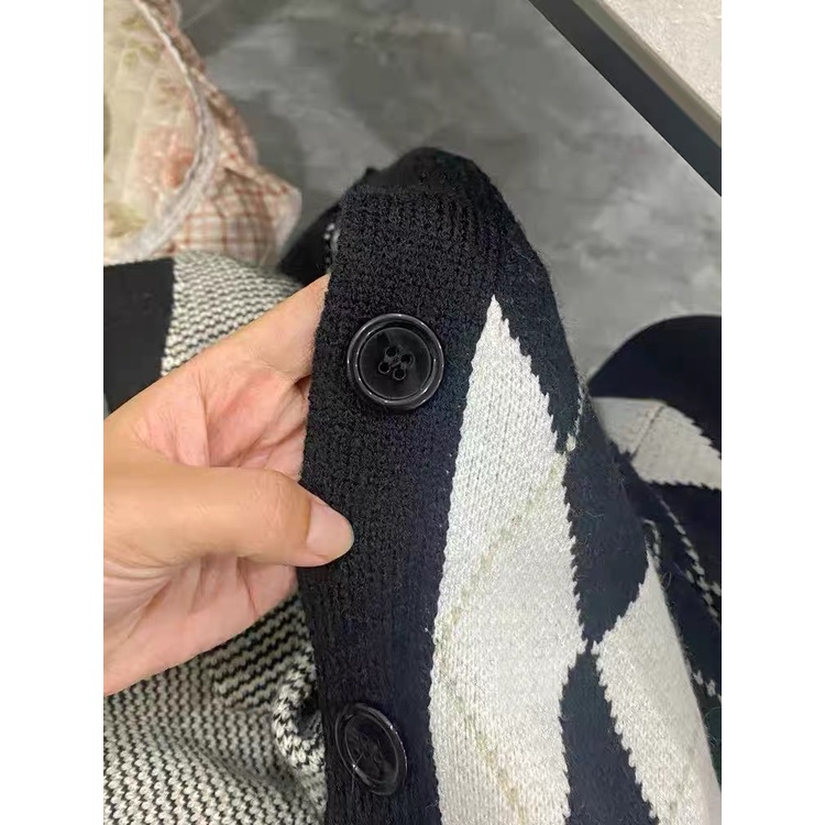Áo cadigan len dày, cảdigan nữ dáng dài hàn quốc kẻ caro, áo khoác len cardigan nữ thổ cẩm | BigBuy360 - bigbuy360.vn