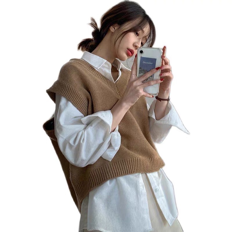 Áo gile Len trơn Ulzzang