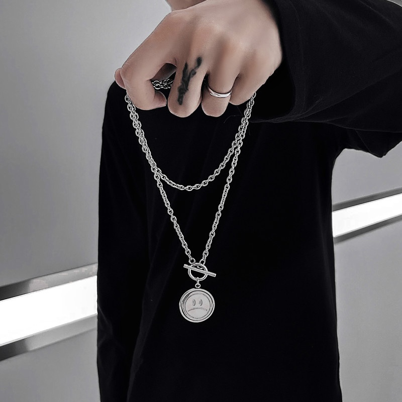 Vòng cổ Thép Titan Mặt Hình Mặt Cười Phong Cách Hip Hop