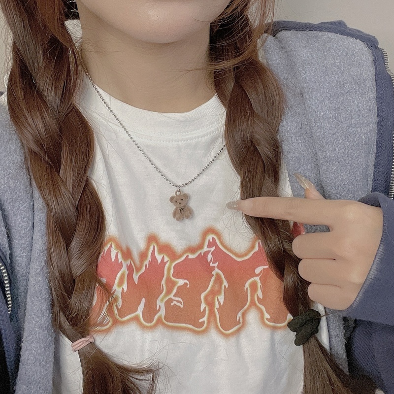 Vòng cổ Mặt Gấu Nâu Nhồi Bông Dễ Thương