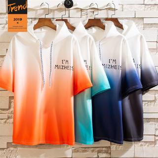 Youth style printed short-sleeve hoodie for men