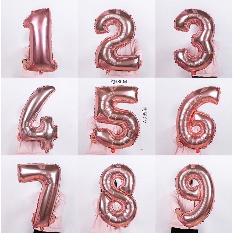 Bóng số trang trí sinh nhật màu rose gold