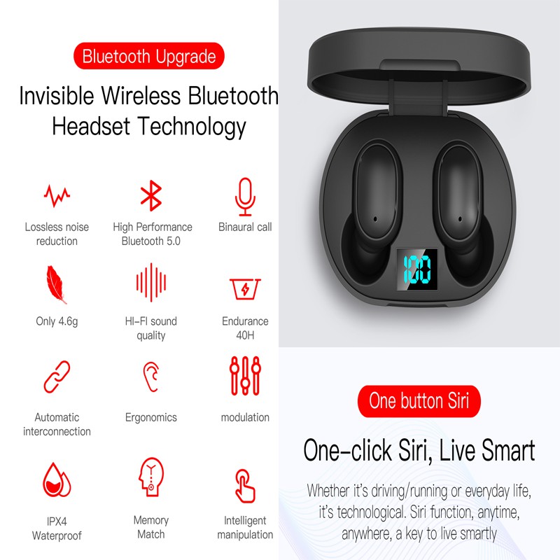 Tai nghe bluetooth Itikun A6S TWS chống nước khử tiếng ồn có micro chất lượng cao