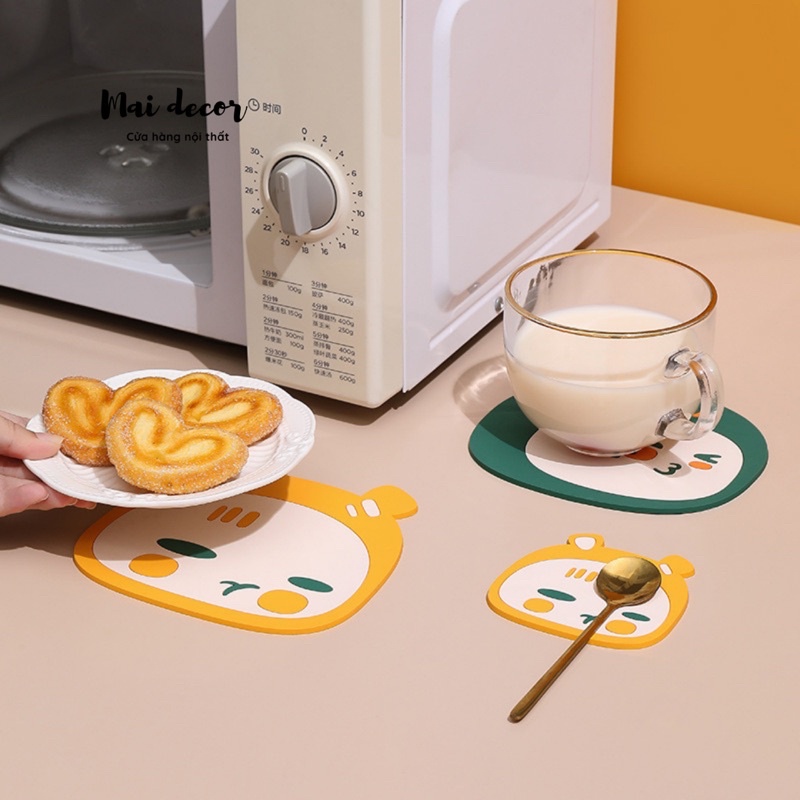 Đế lót ly, lót nồi chảo chén bát, tấm lót silicon cách nhiệt bền dẻo dễ lau chùi, không ẩm mốc ám mùi
