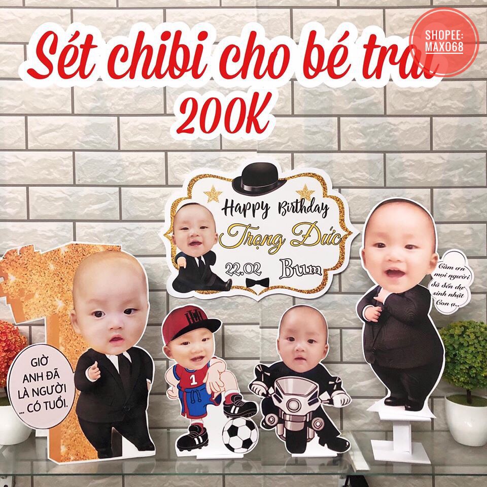 Combo chibi thiết kế cho bé sinh nhật, Nhiều mẫu