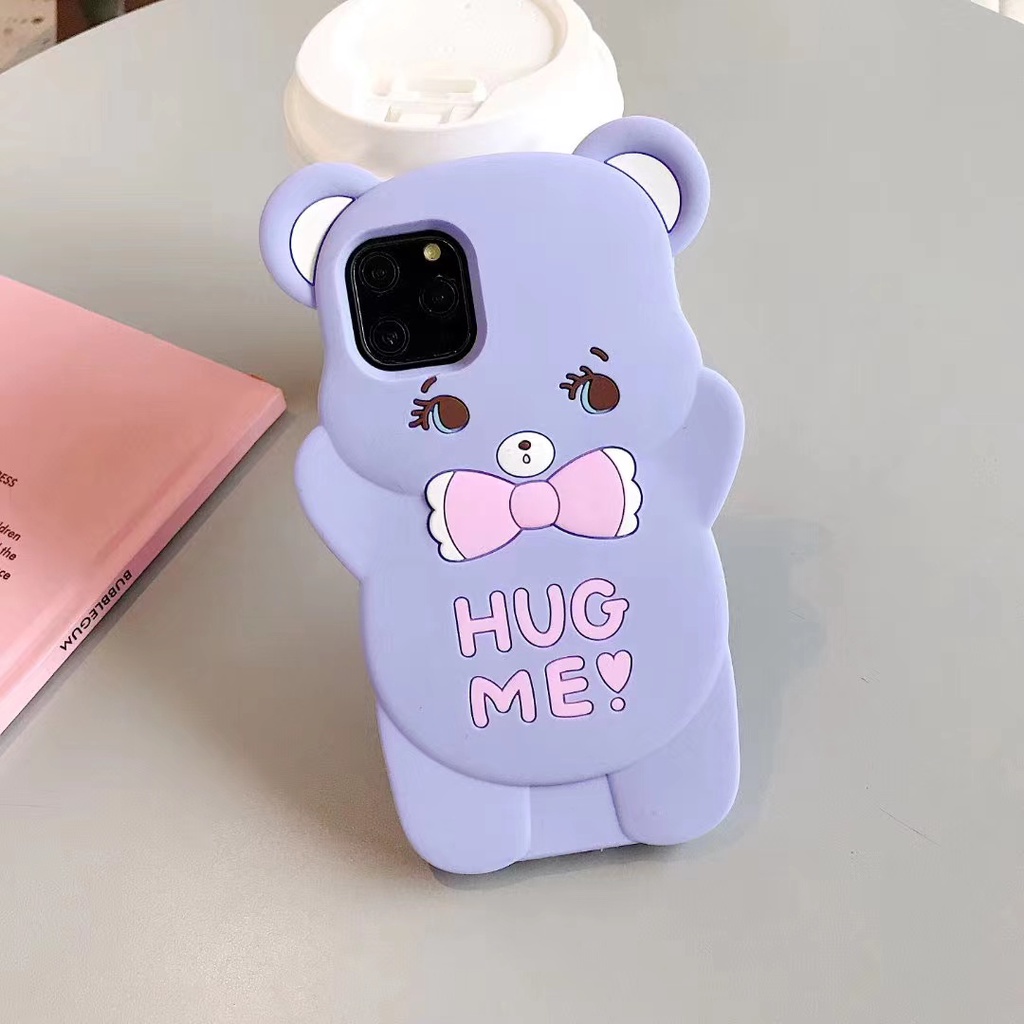 Ốp Điện Thoại Silicon Mềm Hình Gấu 3D Cho iPhone 13 12 11 Pro Max 7 8 6 6S PIus SE 2020 XS Max X XR 5 5S SE