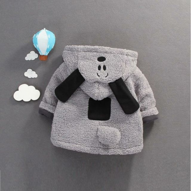 Áo khoác gấu con có đuôi ngoe nguẩy lót nỉ cho bé