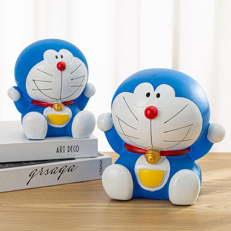 Ống Heo Tiết Kiệm Chống Rơi Hình Mèo Máy Doraemon Sáng Tạo Cho Bé Trai